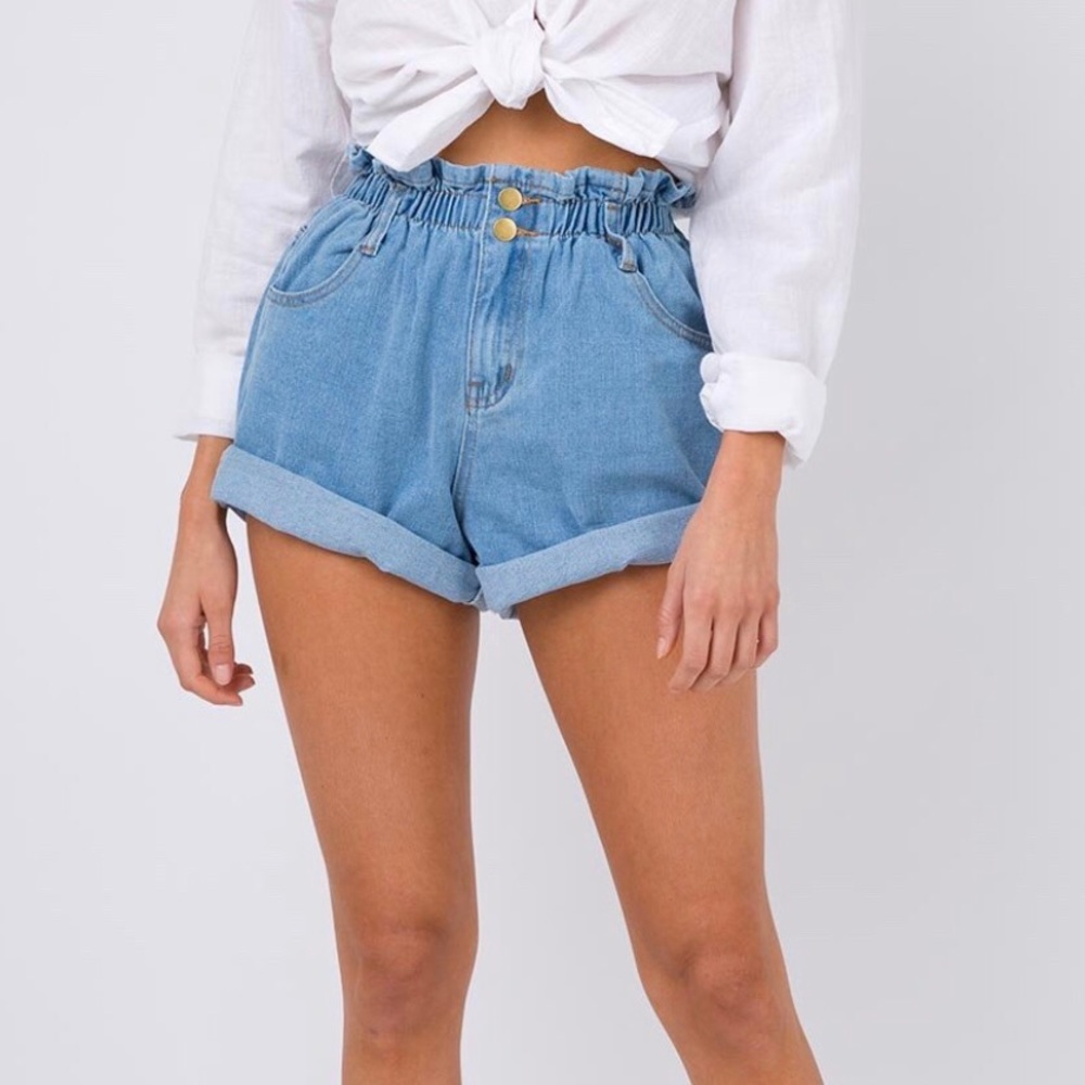 Paper Bag Denim Shorts